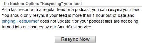 Resync feed