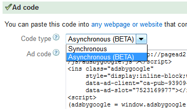 asynchronous adsense code