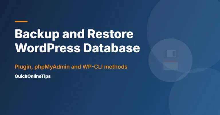 Backup and restore WordPress database