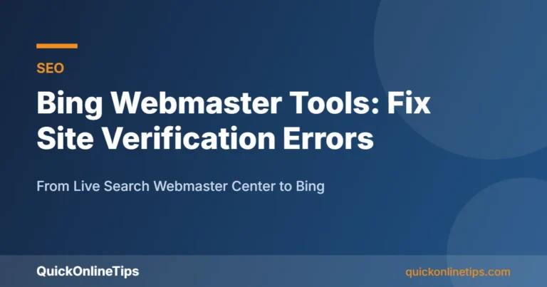 Bing Webmaster Tools site verification