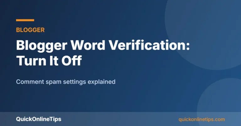 Blogger word verification settings guide card