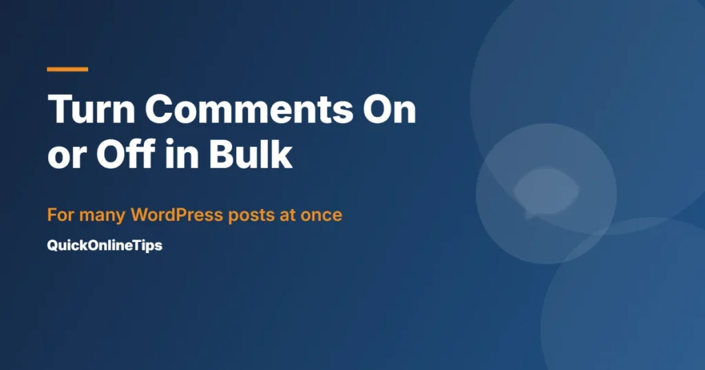 Turn comments on or off for multiple WordPress posts
