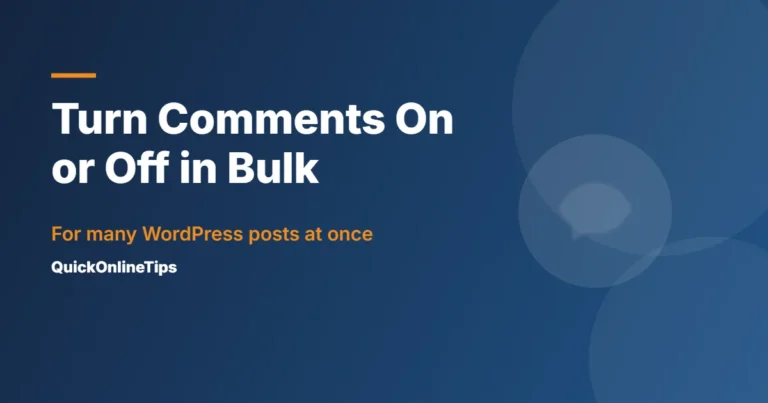 Turn comments on or off for multiple WordPress posts