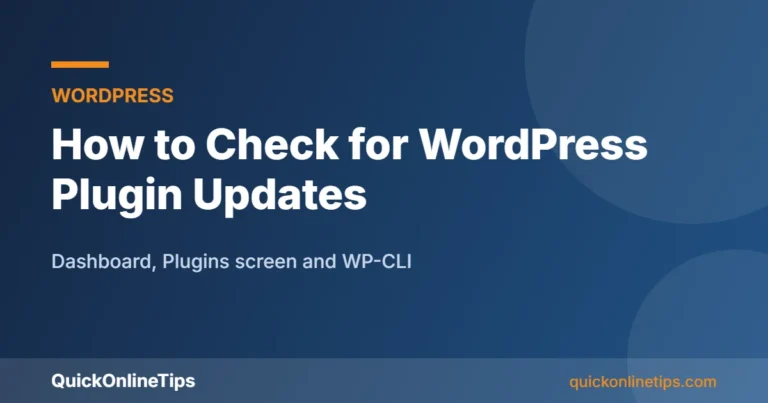 How to check for WordPress plugin updates