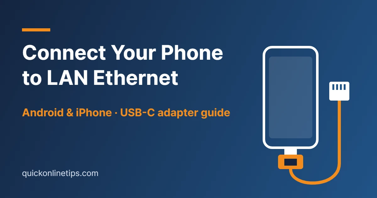 Connect phone to Ethernet with a USB-C to LAN adapter