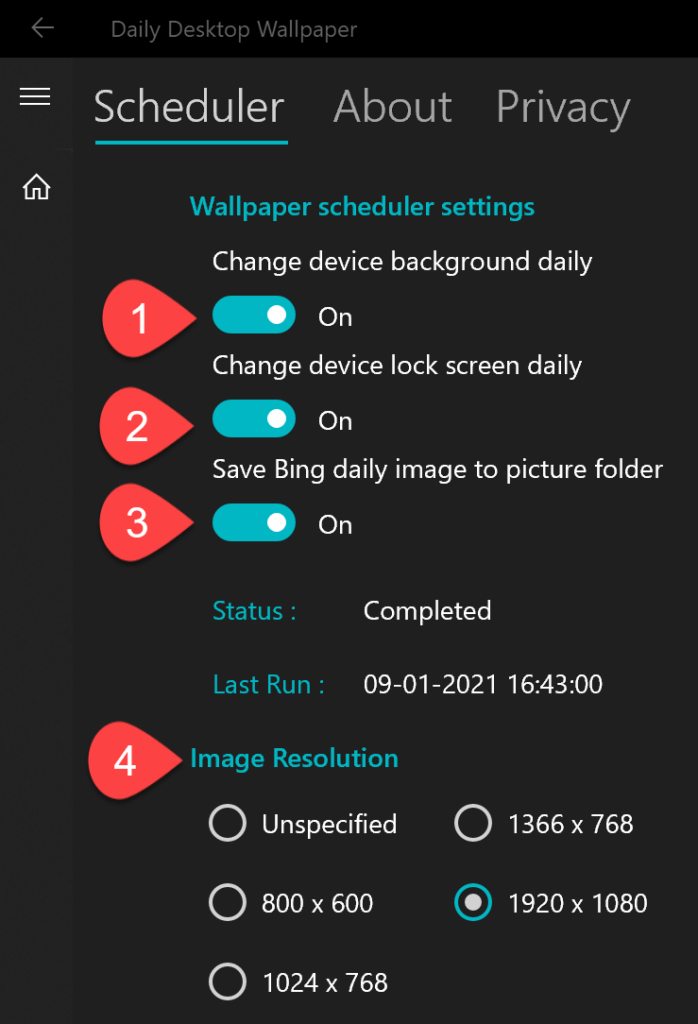 change daily wallpaper settings