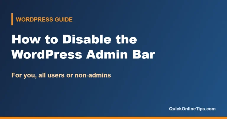 How to disable the WordPress admin bar