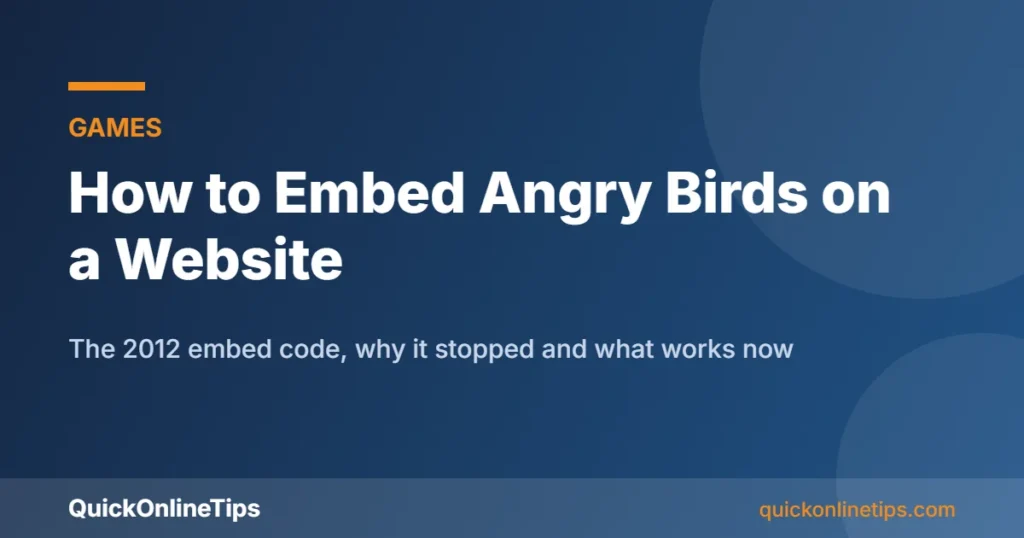 Embed Angry Birds game on a website