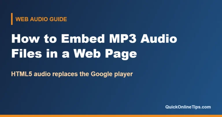 How to embed MP3 audio files in a web page