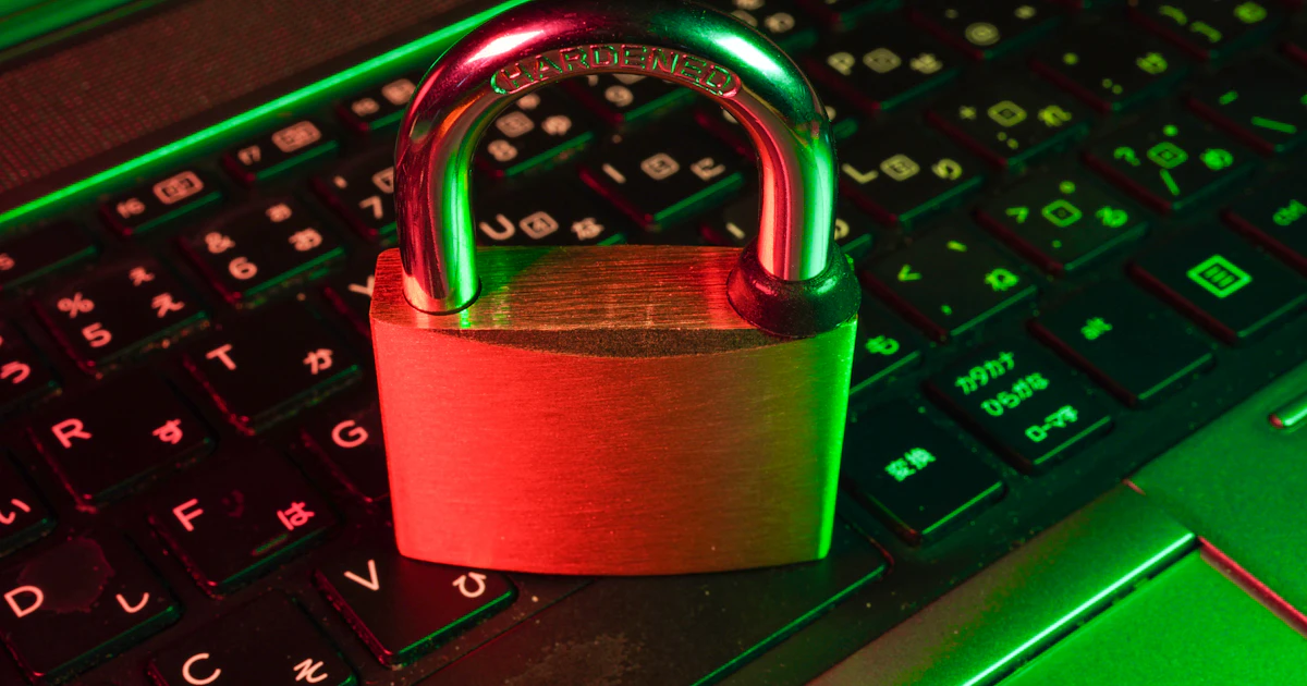 red padlock on a keyboard, a reminder to export passwords from Chrome safely