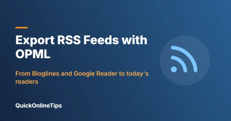 Export RSS feeds with an OPML file