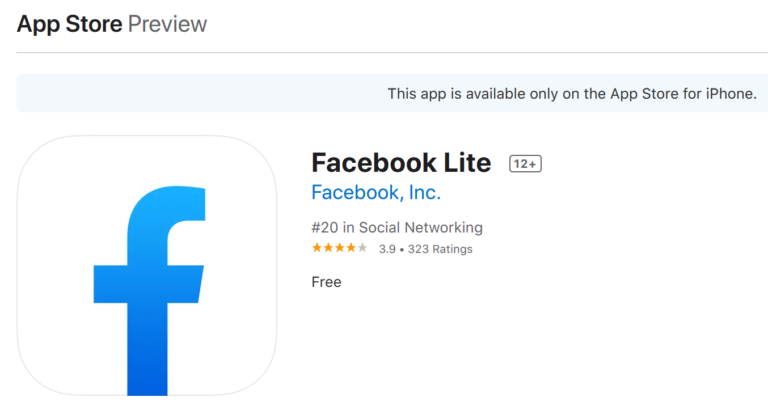 facebook lite app ios