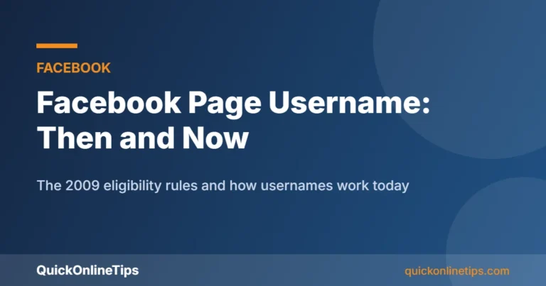 Facebook Page username eligibility rules in 2009 and today