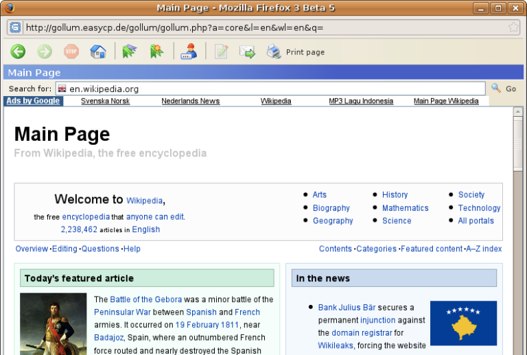 gollum wikipedia browser
