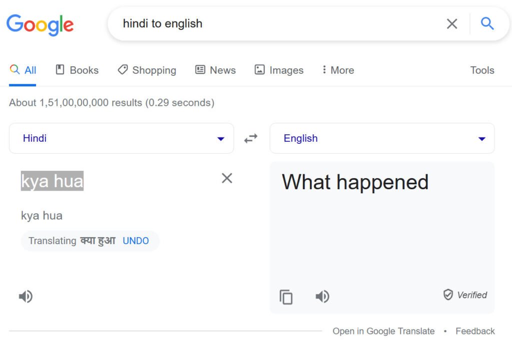 hindi to english in google search