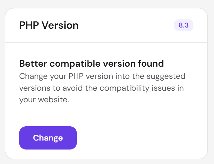 Hostinger suggests a newer PHP version