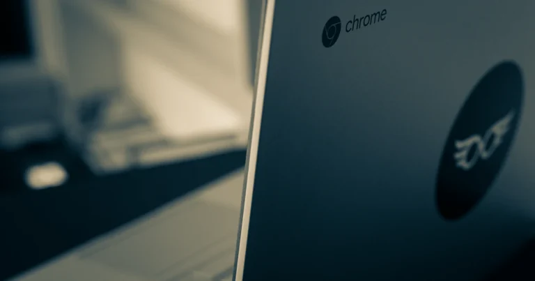 Chromebook laptop open on a desk, ready to clear the Chrome cache