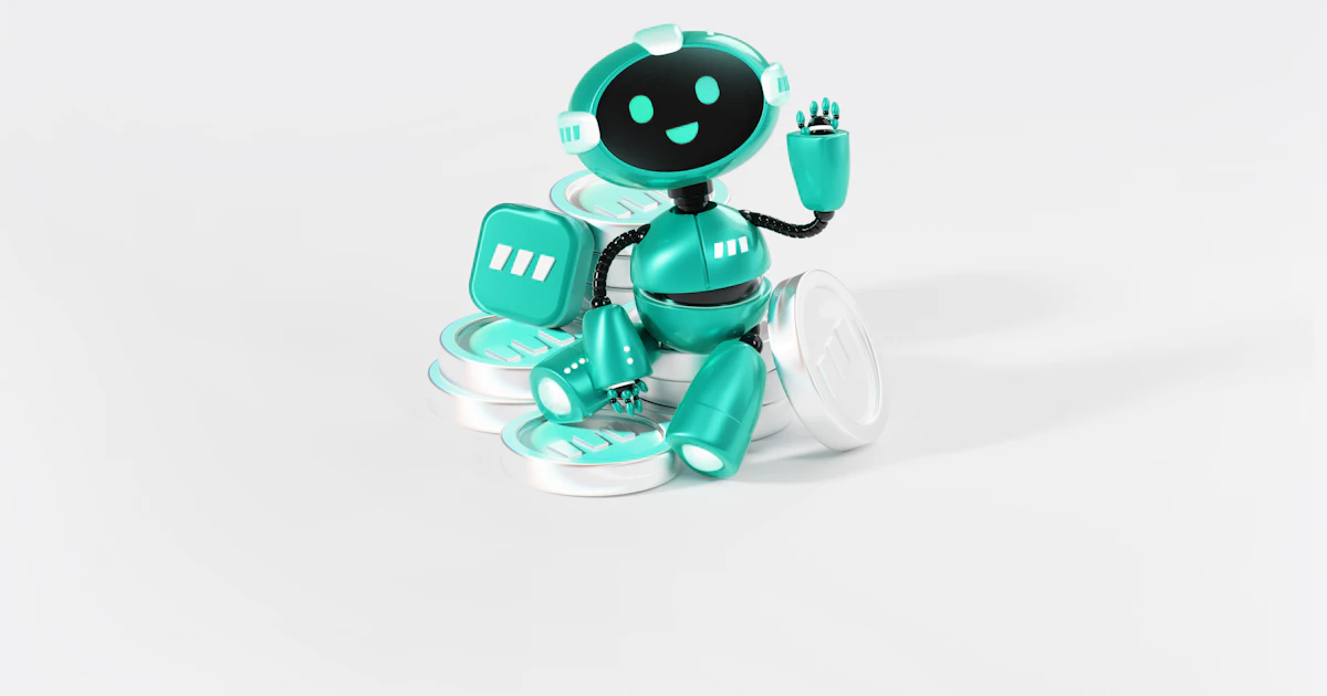 Toy robot on a blue background