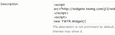 Wordpress category html description