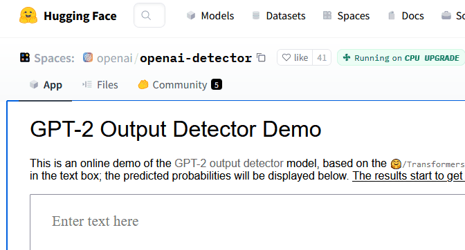 huggingface GPT detector