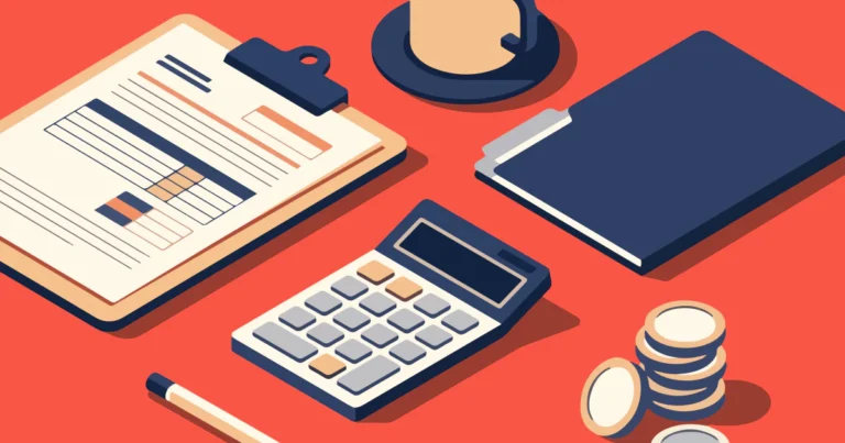 Income tax on AdSense revenue: calculator, papers and coffee on a desk