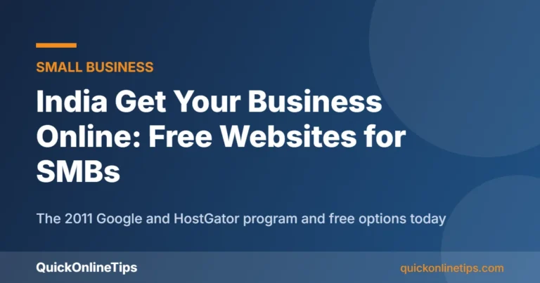 India Get Your Business Online free website guide card