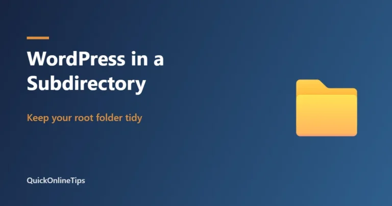 Install WordPress in a subdirectory