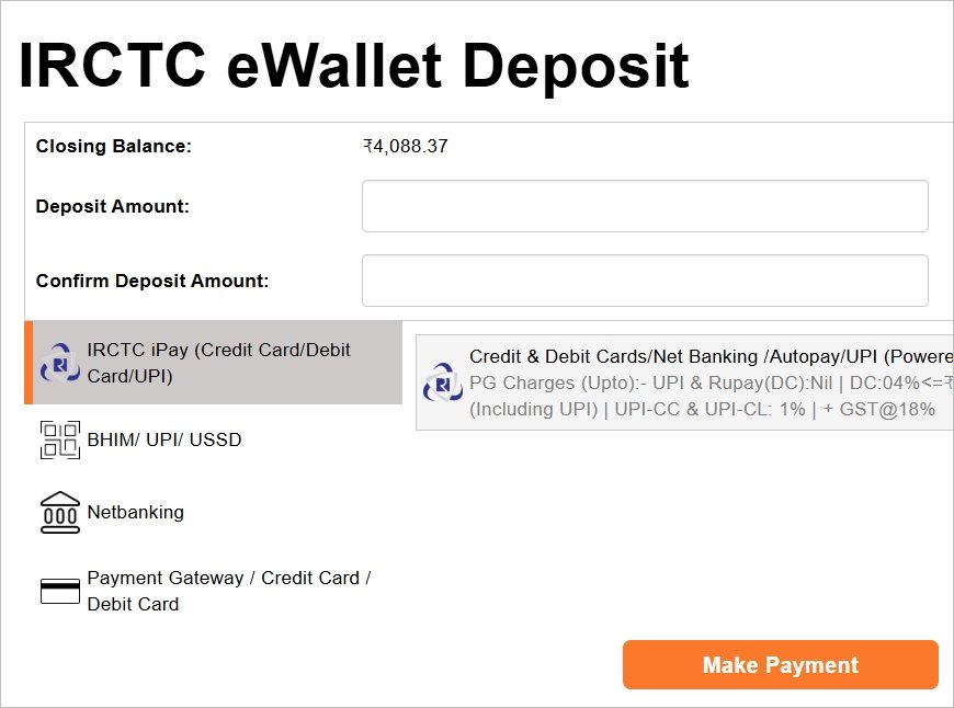 irctc wallet deposit