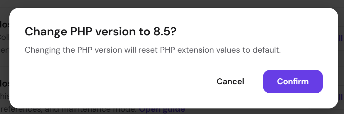 select the latest PHP version