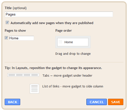 pages gadget