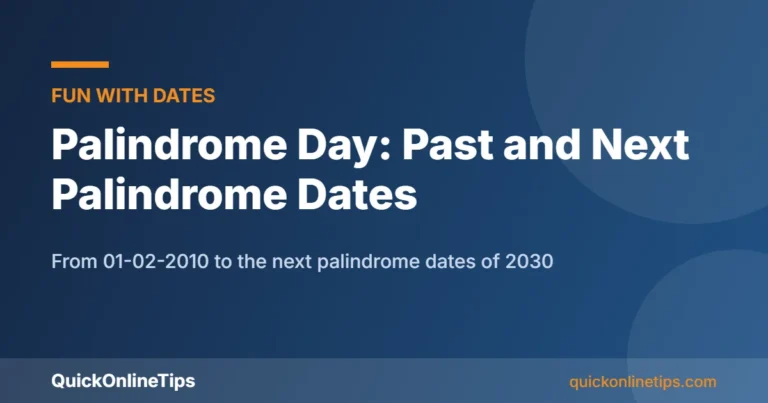 Palindrome day dates list