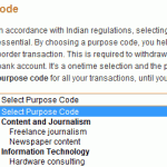 paypal india purpose code
