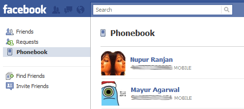 Facebook Phonebook