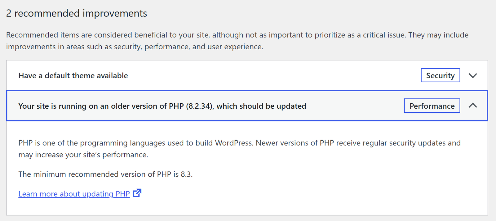 upgrade PHP version in WordPress