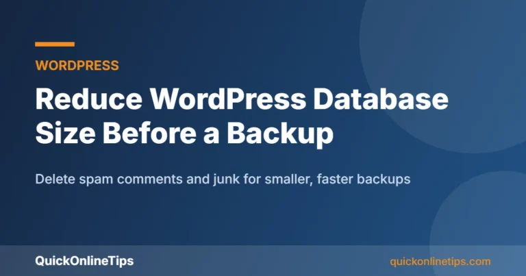 Reduce WordPress database size guide card