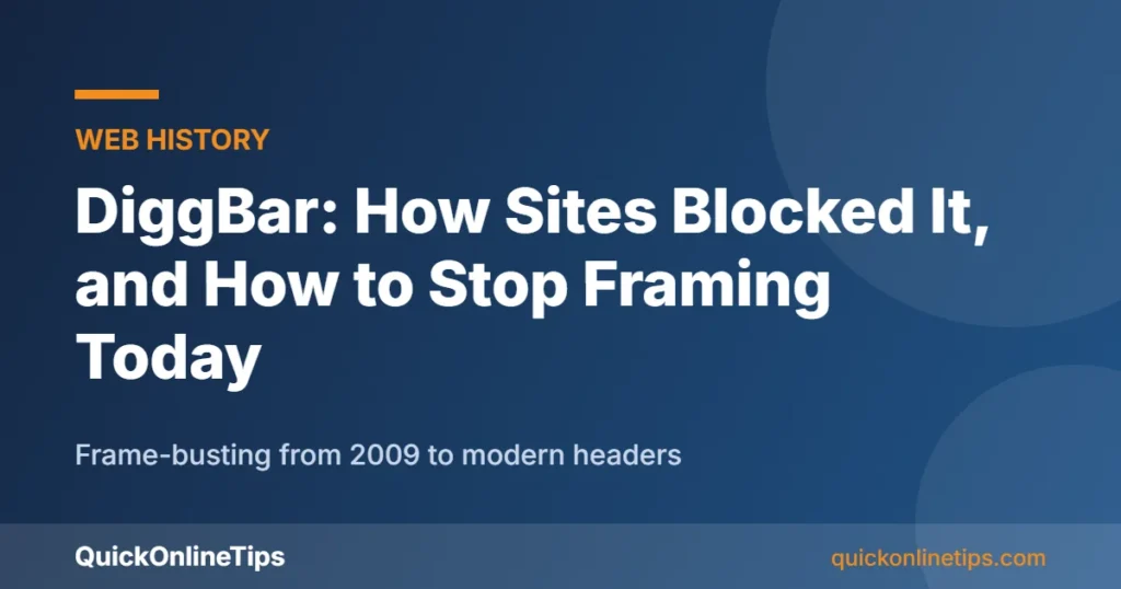 DiggBar and how to stop sites framing your pages