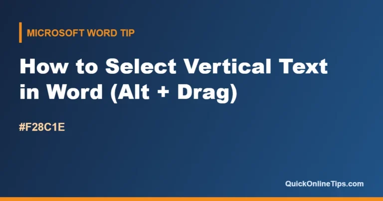 select vertical text in microsoft word