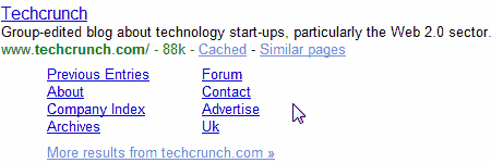 Techcrunch Sitelinks