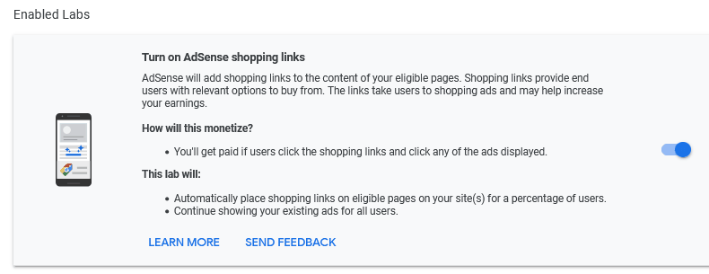 turn off adsense-shopping links