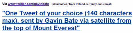 Ebay sale: tweet from everest