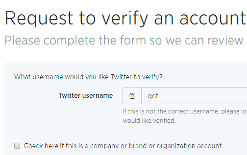 twitter verified form