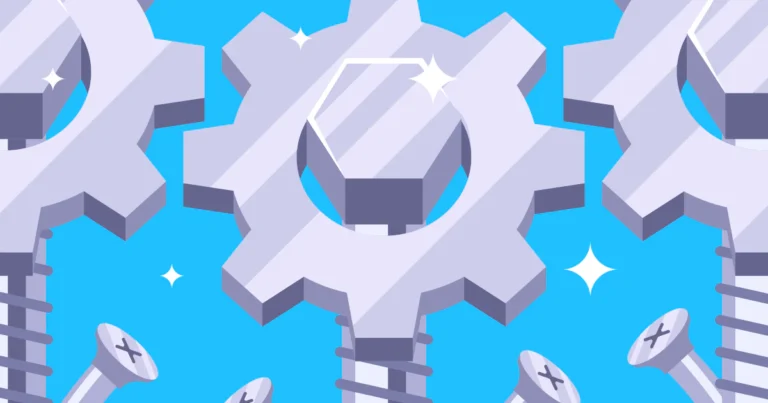 Update old WordPress versions: metal gears on a blue background