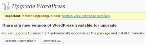 Upgrade wordpress