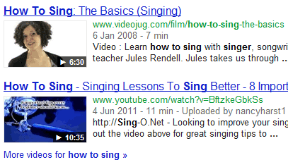 Google video results