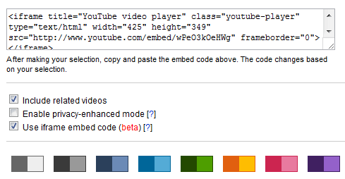 youtube iframe code